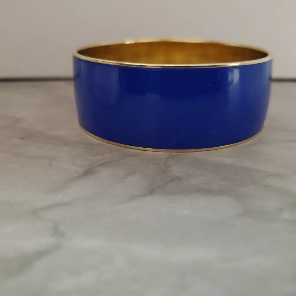💙 Vintage Y2k 00s 2000's J.Crew Dark Blue Thick Wide Bangle 💙 - Picture 2 of 9